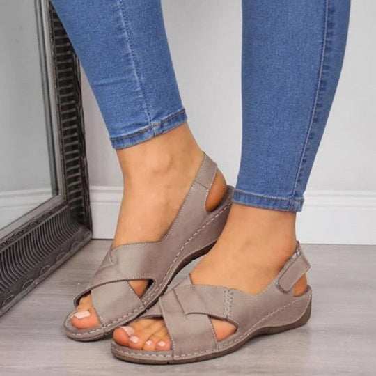 Damen Leder-Sandalen mit offener Zehe