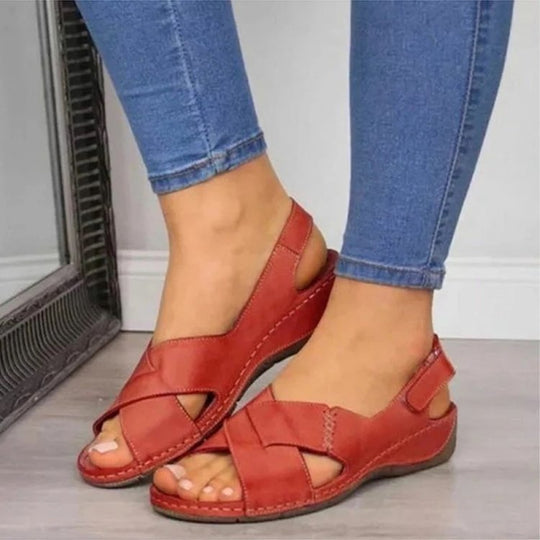 Damen Leder-Sandalen mit offener Zehe