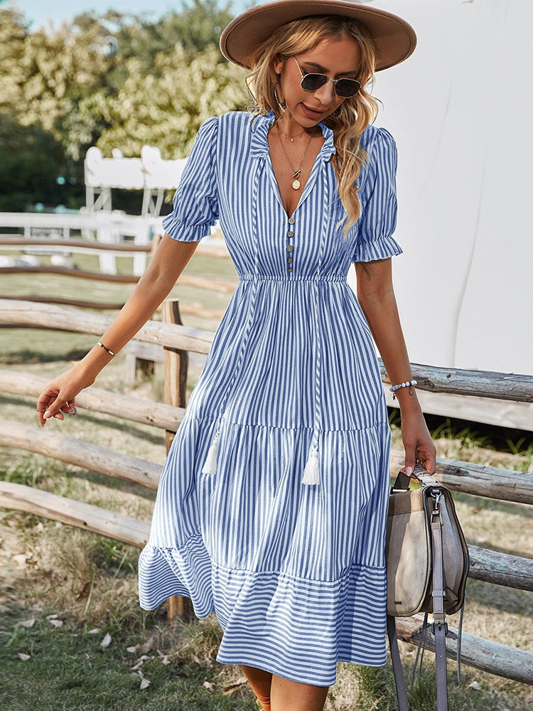 Bauluvio - Gestreiftes Sommerkleid für Frauen