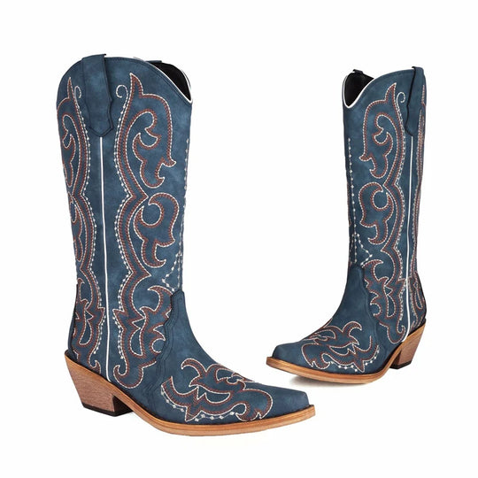 Bauluvio - Cowgirl-Stiefel aus besticktem Denim