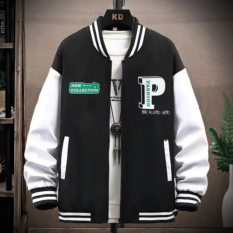 Bauluvio - Herren-Baseball-Jacke mit Samt-Futter