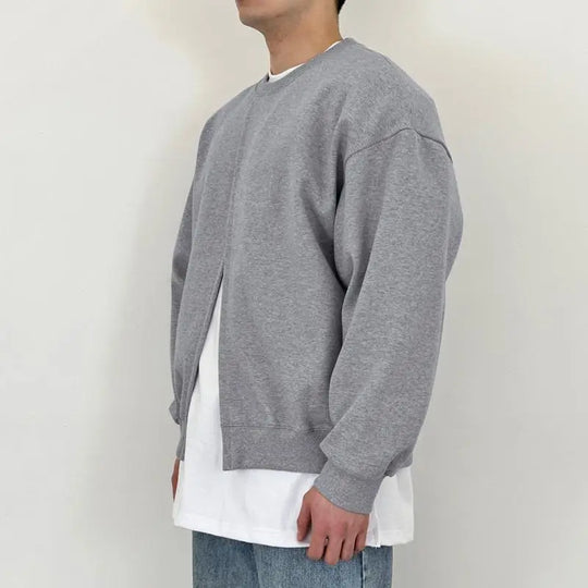 Bauluvio - Herren Pullover mit O-Ausschnitt und Schlitz