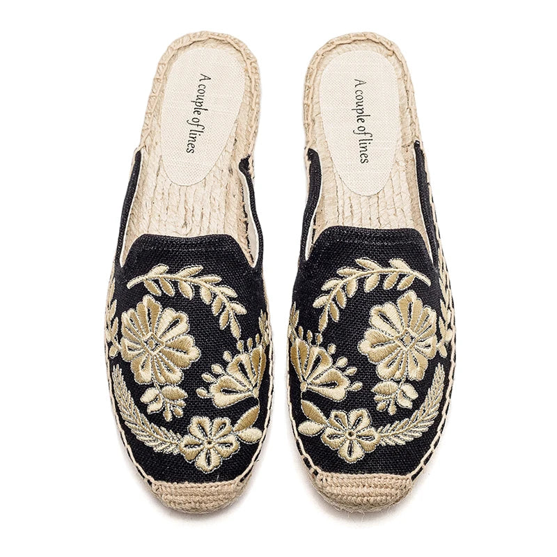 Bauluvio - Bestickte Espadrille-Pantoletten für Frauen