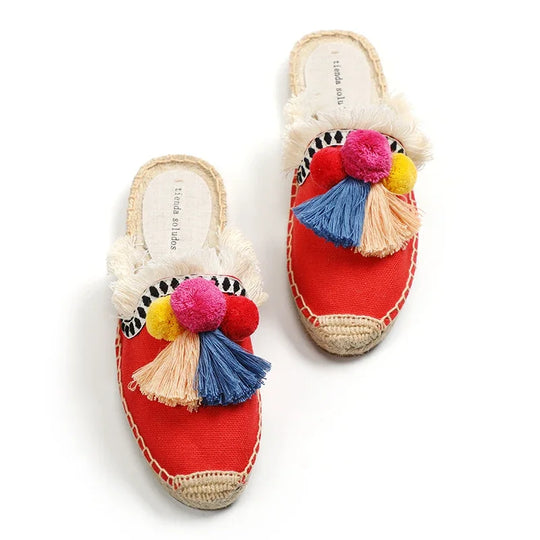 Bauluvio - Espadrille-Mules mit flauschigem Ball