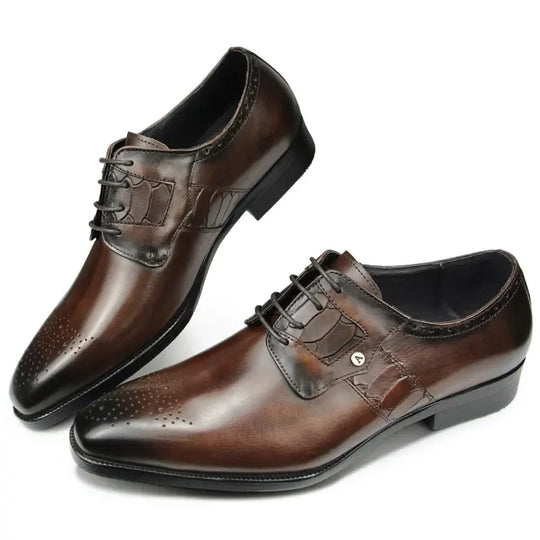 Bauluvio - Brogue-Derby-Schuhe aus Leder zum Schnüren