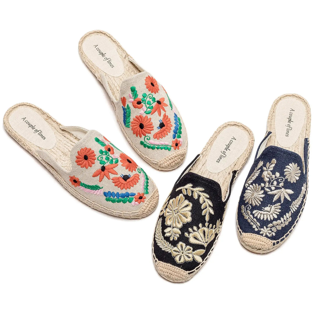 Bauluvio - Bestickte Espadrille-Pantoletten für Frauen