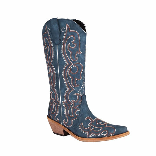 Bauluvio - Cowgirl-Stiefel aus besticktem Denim