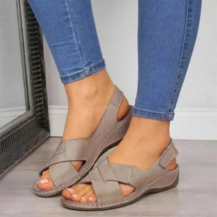 Damen Leder-Sandalen mit offener Zehe