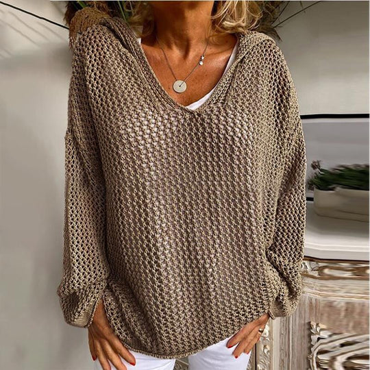 Bauluvio - Damenstrickpullover mit Kapuze