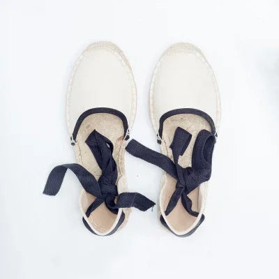 TIMETANG Vải Espadrille Đế Phẳng Dây Đeo Mắt Cá Chân Cây Gai Dầu Dưới Người Cá Giày Cho Mùa Xuân 2017/Thu Đông Nữ Cho Nữ # CH819