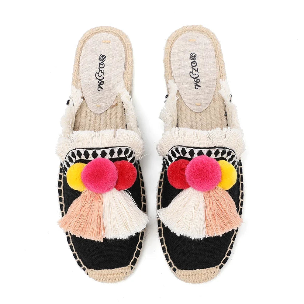 Bauluvio - Espadrille-Mules mit flauschigem Ball