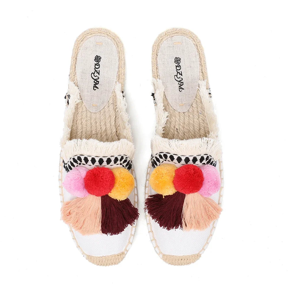 Bauluvio - Espadrille-Mules mit flauschigem Ball