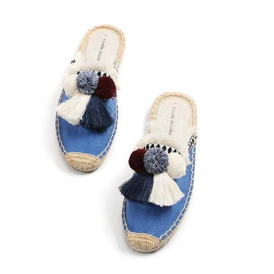 Bauluvio - Espadrille-Mules mit flauschigem Ball