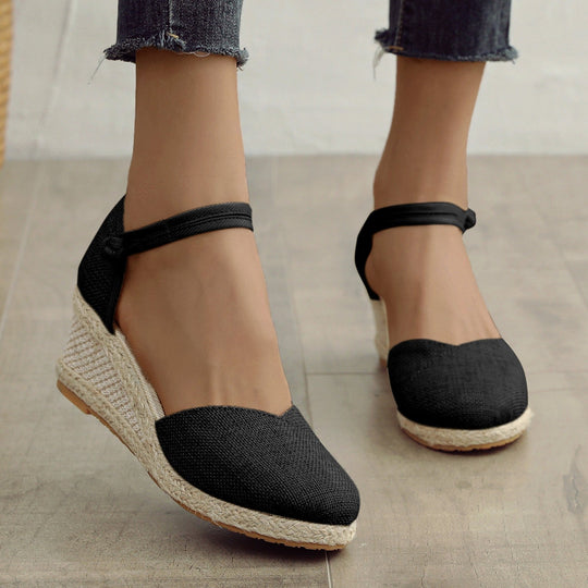 Bauluvio - Enkelband Espadrille Wedges aus Segeltuch