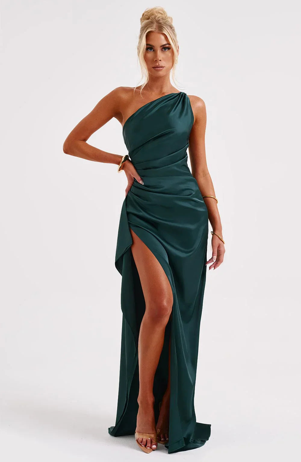 Bauluvio - Ein-Schulter-Kleid aus plissiertem Satin