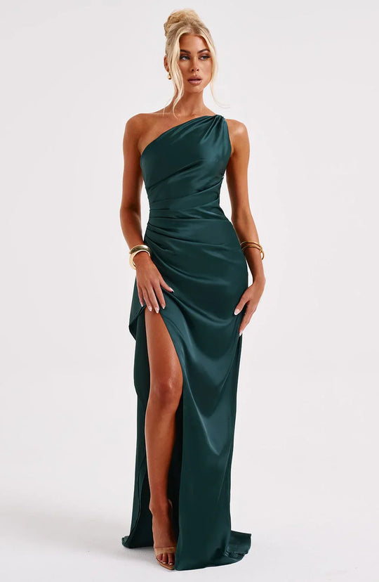 Bauluvio - Ein-Schulter-Kleid aus plissiertem Satin