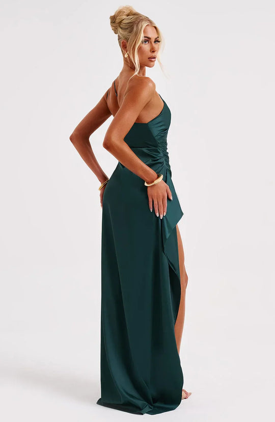 Bauluvio - Ein-Schulter-Kleid aus plissiertem Satin