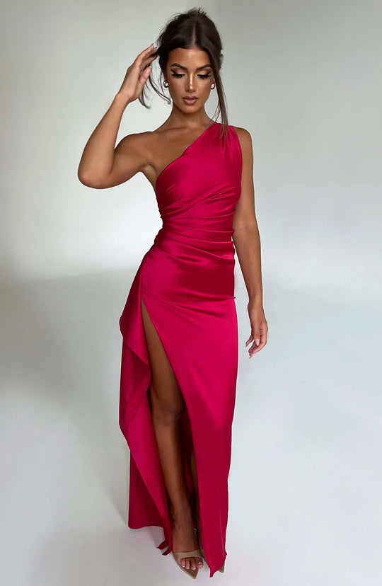 Bauluvio - Ein-Schulter-Kleid aus plissiertem Satin