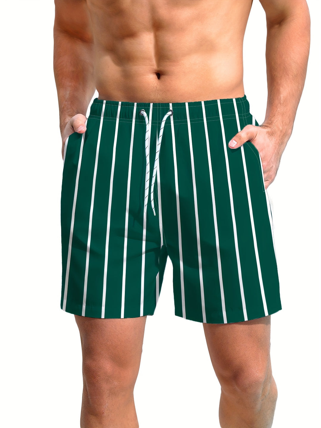 Gestreifte Herren-Badehose mit Taschen