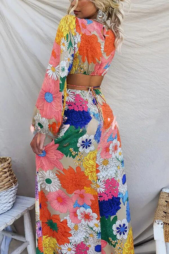 Bauluvio - Langes geblümtes Boho-Kleid