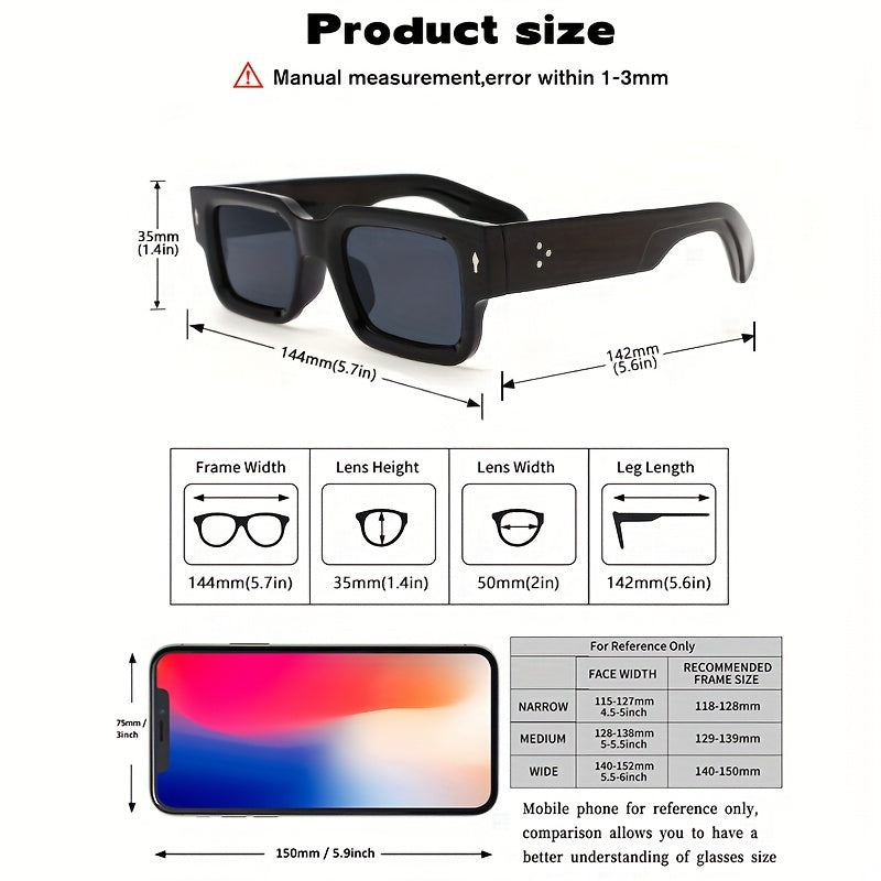 Bauluvio - 2 Stück Retro Square Mode Sonnenbrille