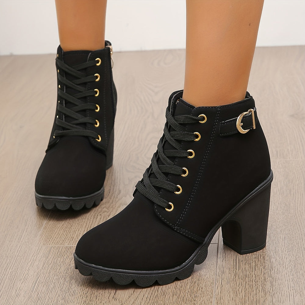 Damen-Stiefel mit klobigem Absatz