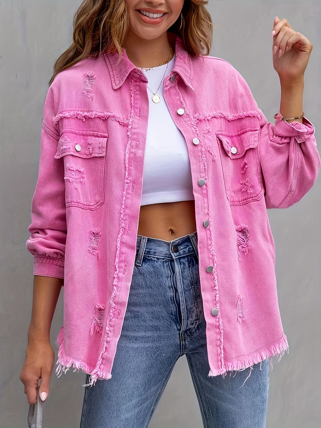 Fransenbesetzte Jeansjacke für Frauen