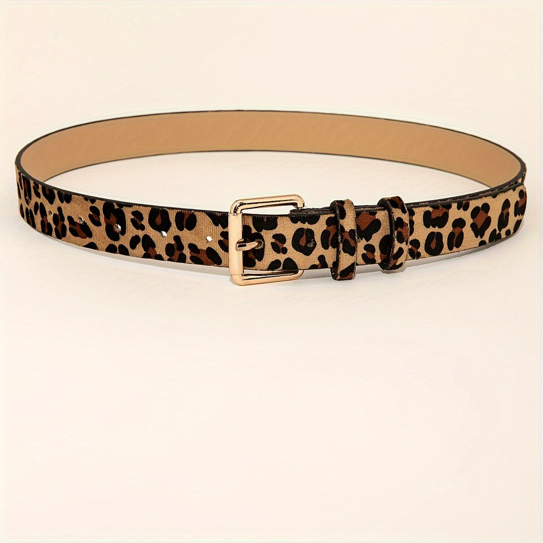 Bauluvio - Leopard Print PU Leder Quadrat Gürtel Pin Schnalle