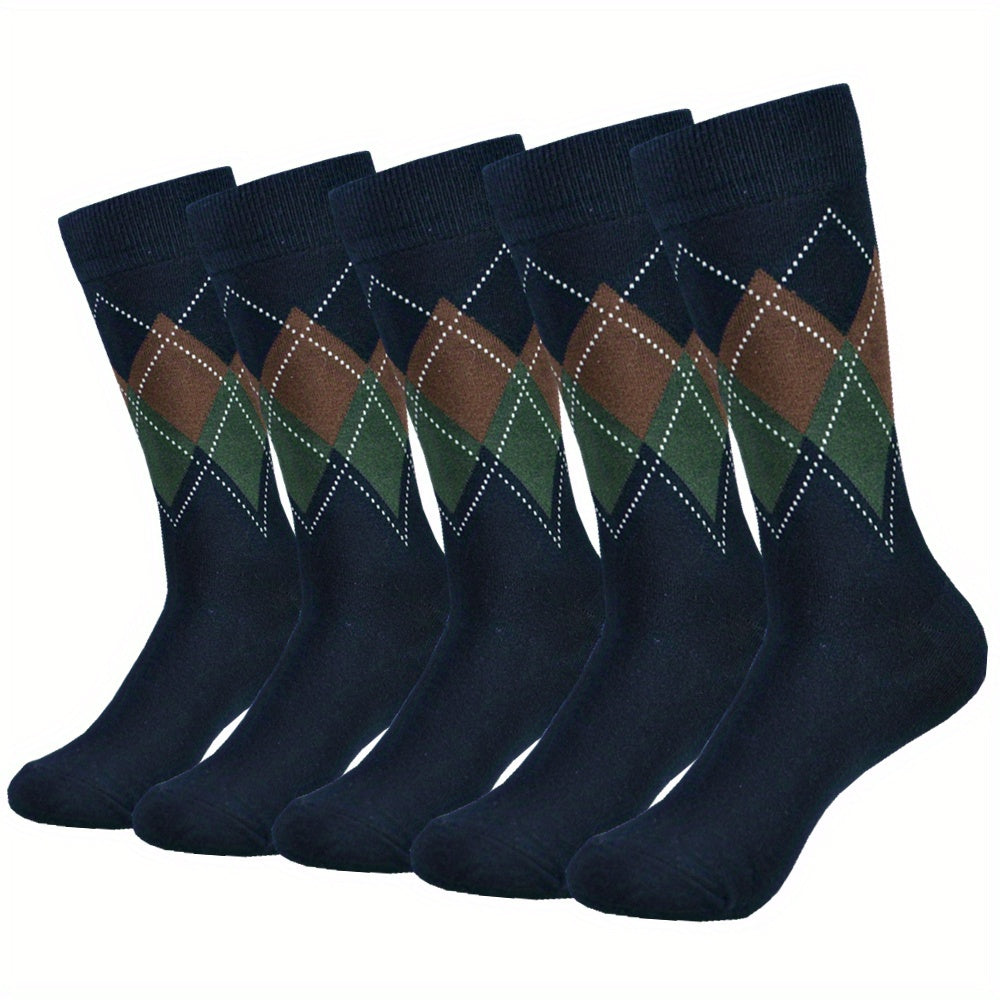 Bauluvio - Colorblock Rhombus Crew Socken für Männer (5 Paar)