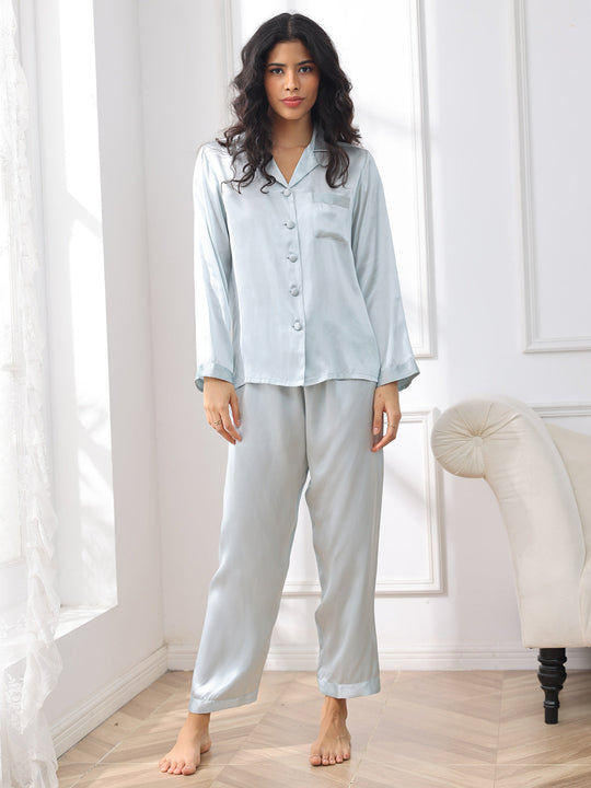 Bauluvio - Luxuriöses Pyjama-Set aus reiner Seide mit Knöpfen