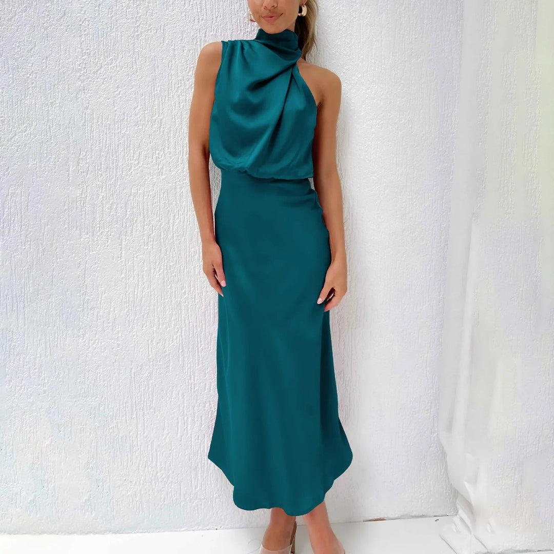 Bauluvio - Maxikleid mit Neckholder aus Satin