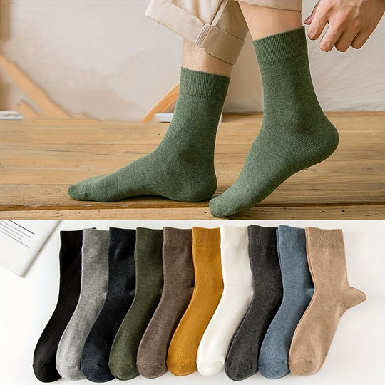 Bauluvio - Herren 10 farblich gemischte klassische trendige Mid Tube Socken (10 Paare)