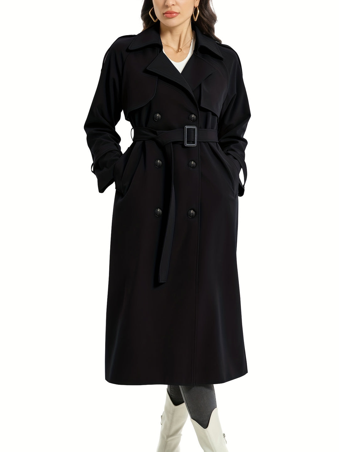 Bauluvio - Damen Trenchcoat mit doppeltem Gürtel