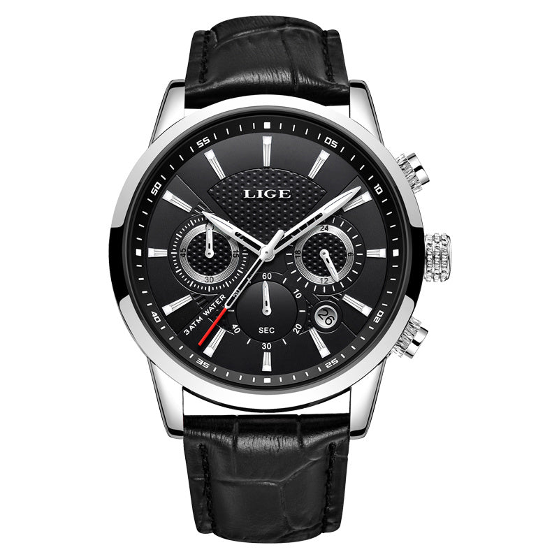 Bauluvio - Luxus-Lederuhr mit Quarz-Chronograph für Herren