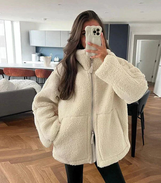 Bauluvio -Flauschige Winterjacke mit Taschen für Frauen