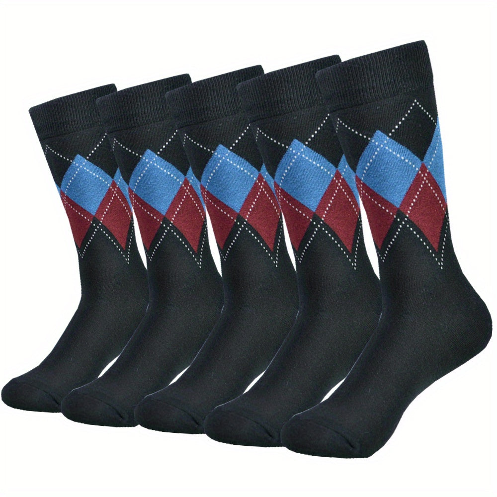 Bauluvio - Colorblock Rhombus Crew Socken für Männer (5 Paar)