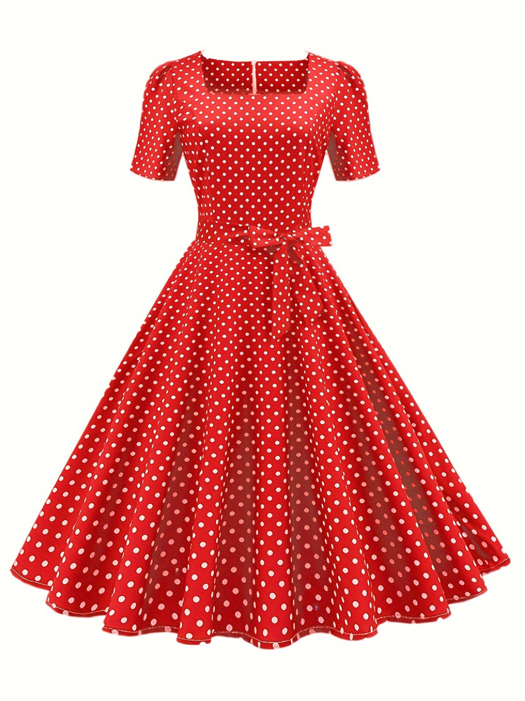 Bauluvio - Vintage-Kleid mit kurzen Ärmeln und Tupfen