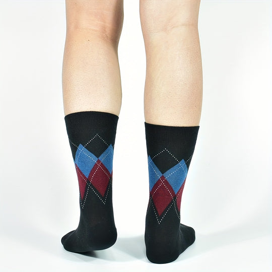 Bauluvio - Colorblock Rhombus Crew Socken für Männer (5 Paar)