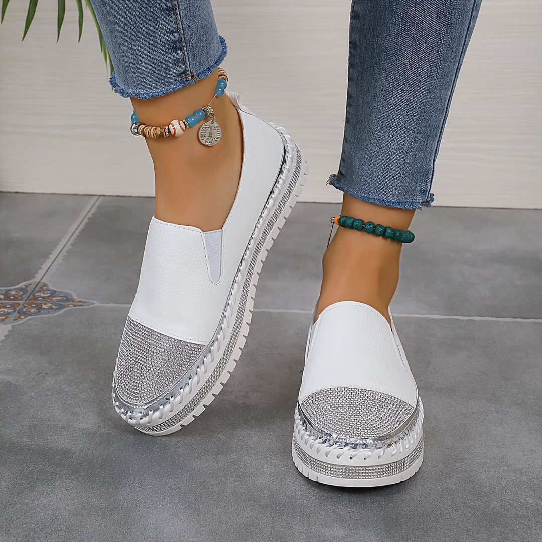 Bauluvio - Frauen Strass Plattform Loafers