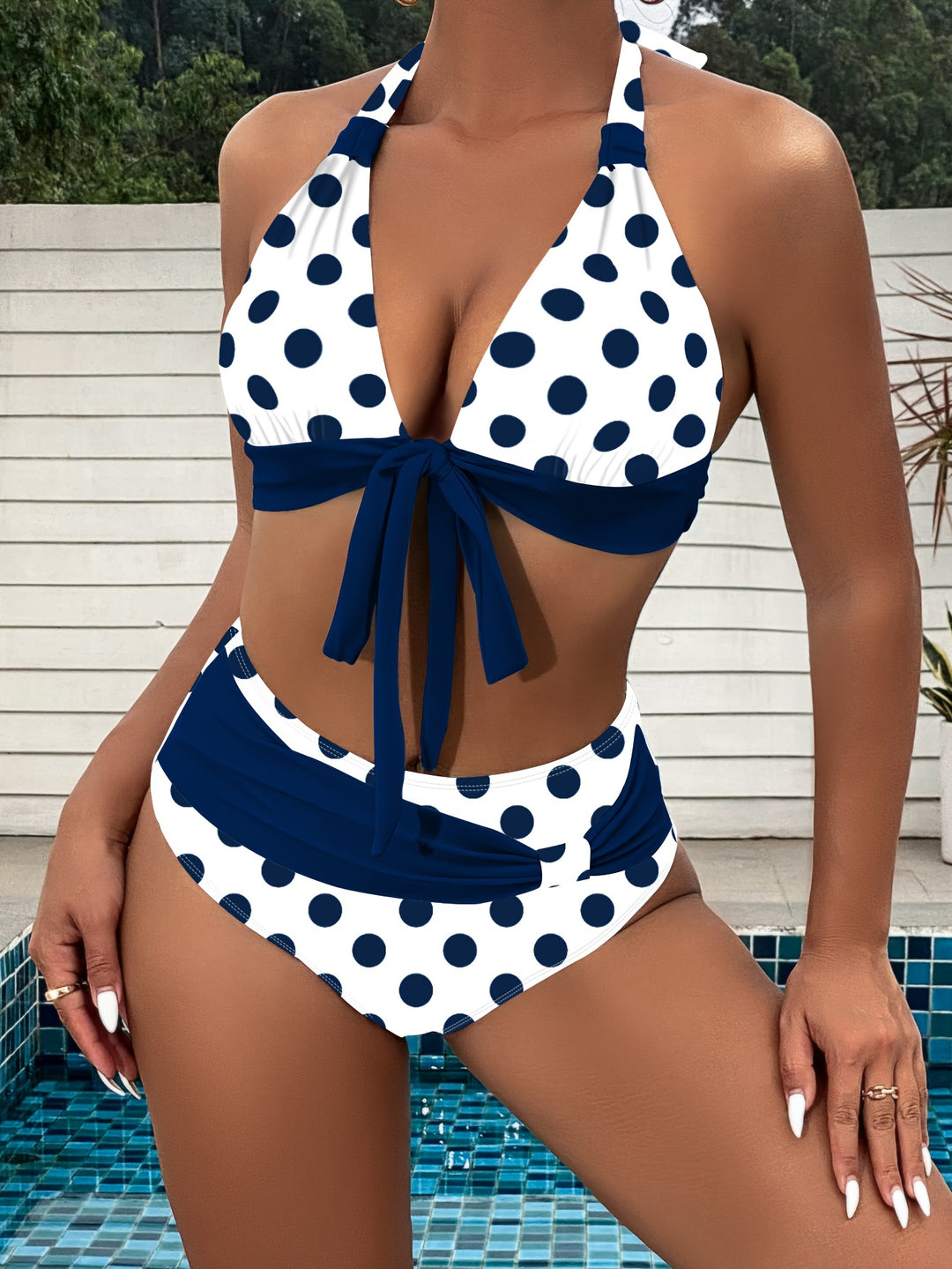 Bauluvio - Patchwork-Bikini-Set mit Schleifenknoten