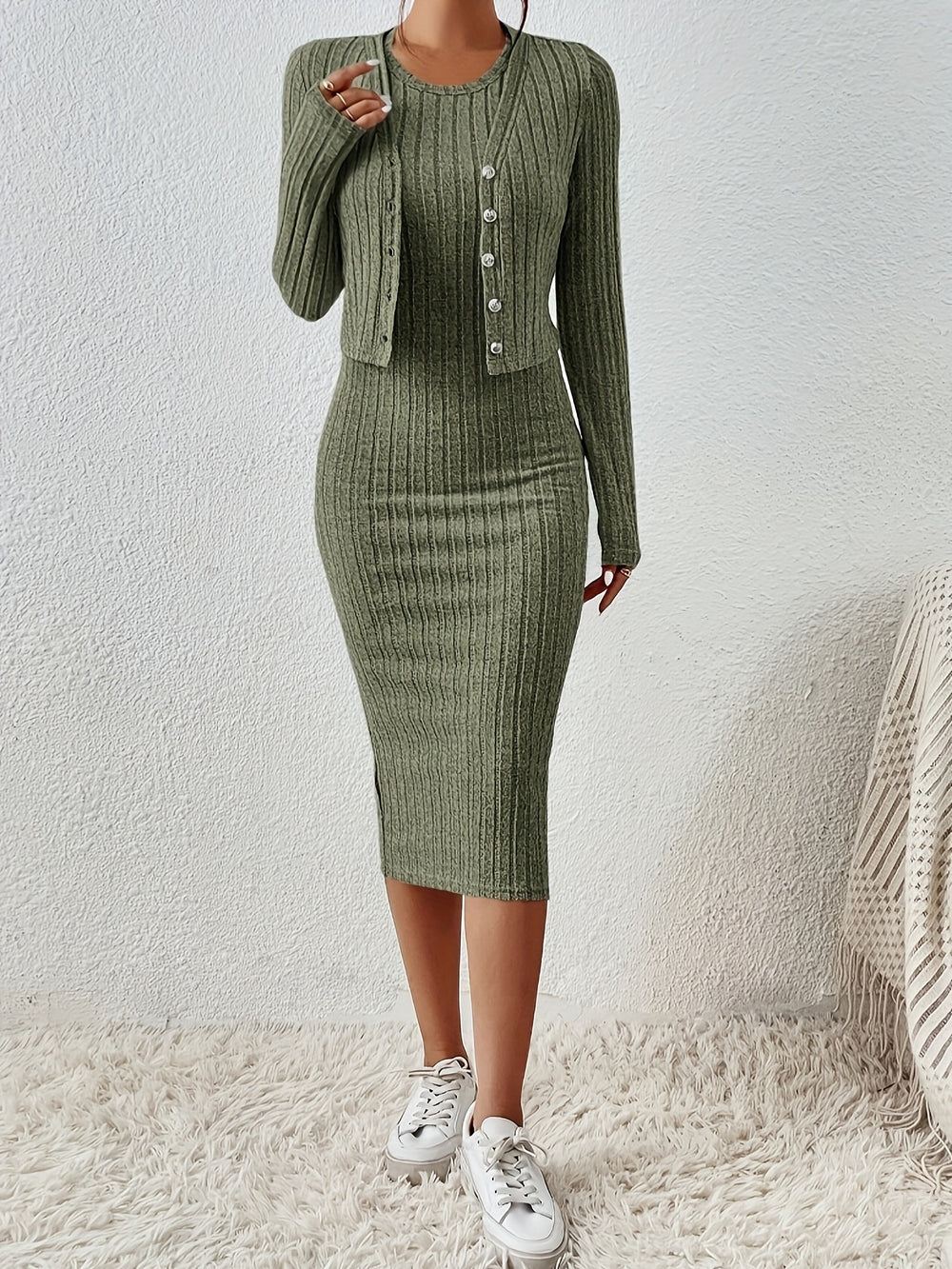 Bauluvio - Elegantes zweiteiliges ärmelloses Bodycon-Kleid