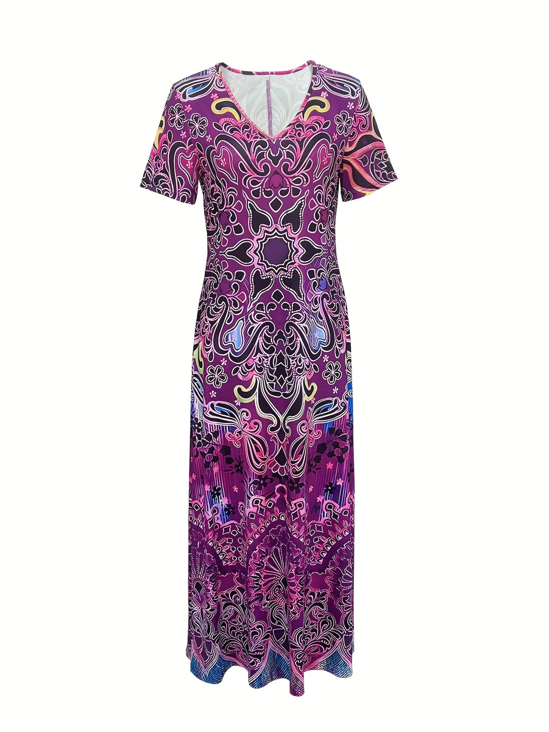 Bauluvio - Ethnisches Boho-Maxikleid mit Blumendruck