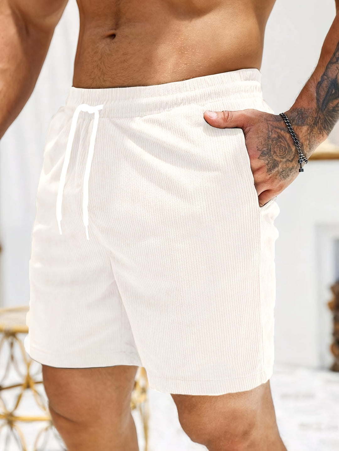 Bauluvio - Herren-Cord-Sommer-Shorts