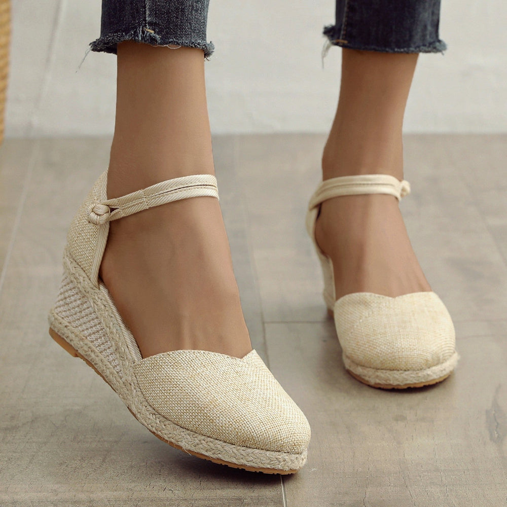 Bauluvio - Enkelband Espadrille Wedges aus Segeltuch